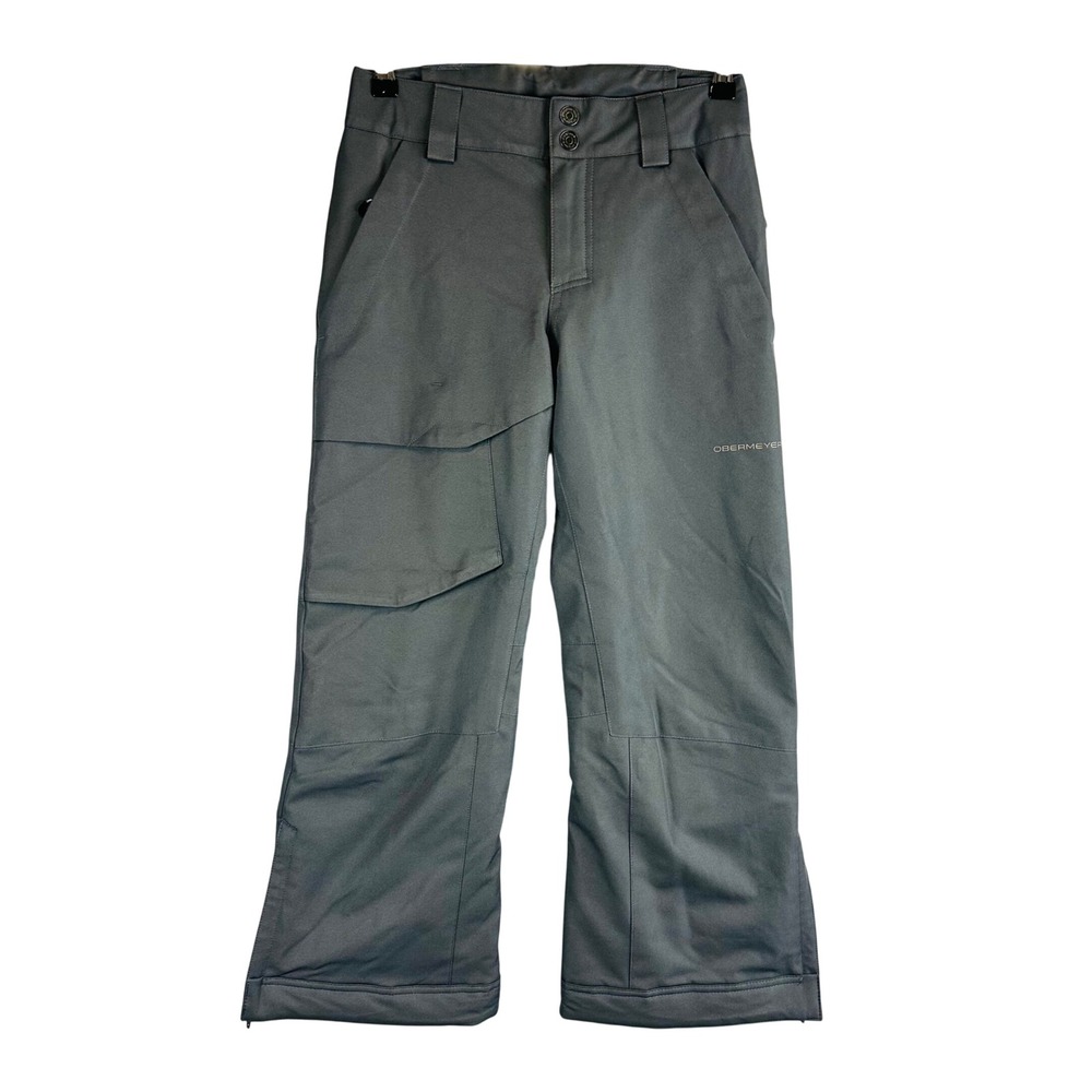 Obermeyer Kids 10-12 Ski Snow Pants Black Adjustable Waist Gray Lined